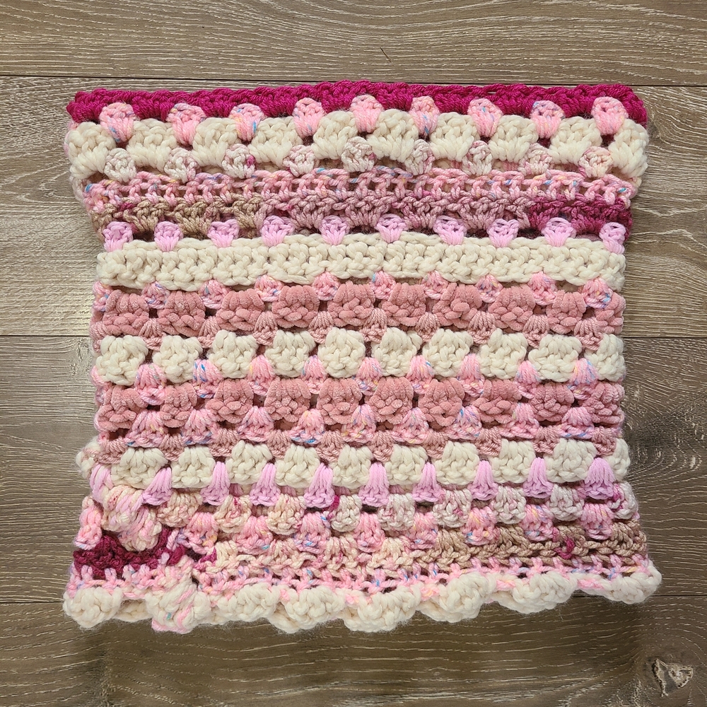 Handmade Crochet Scarf Pink/Cream RenFaire Cottagecore Fairycore MADE TO ORDER